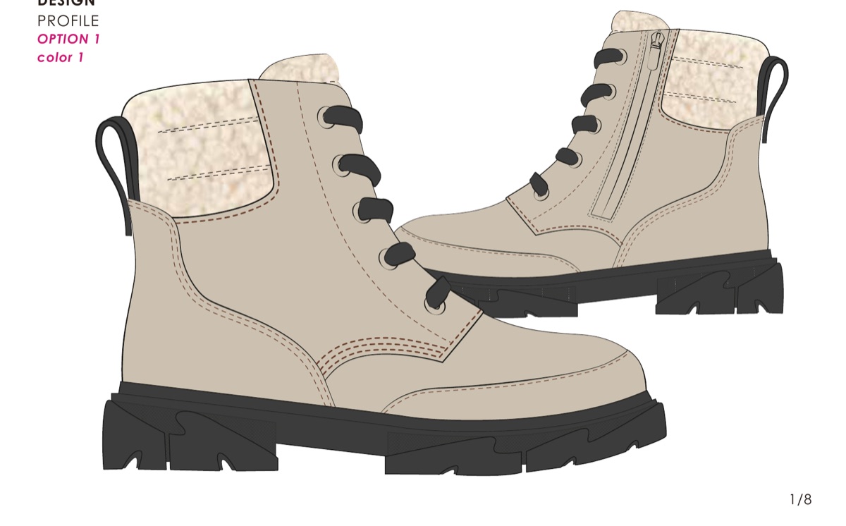 Ficha técnica: bota militar de borrego, vista de perfil